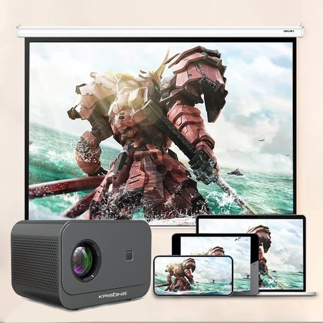 Krisons Razor-002 Smart LED Projector with 1080p HD Resolution,Built-in Streaming Apps(Netflix etc.),8000 Lumens, Screen Mirroring,5 Watts Speaker,2+32GB,Android+BT+WiFi