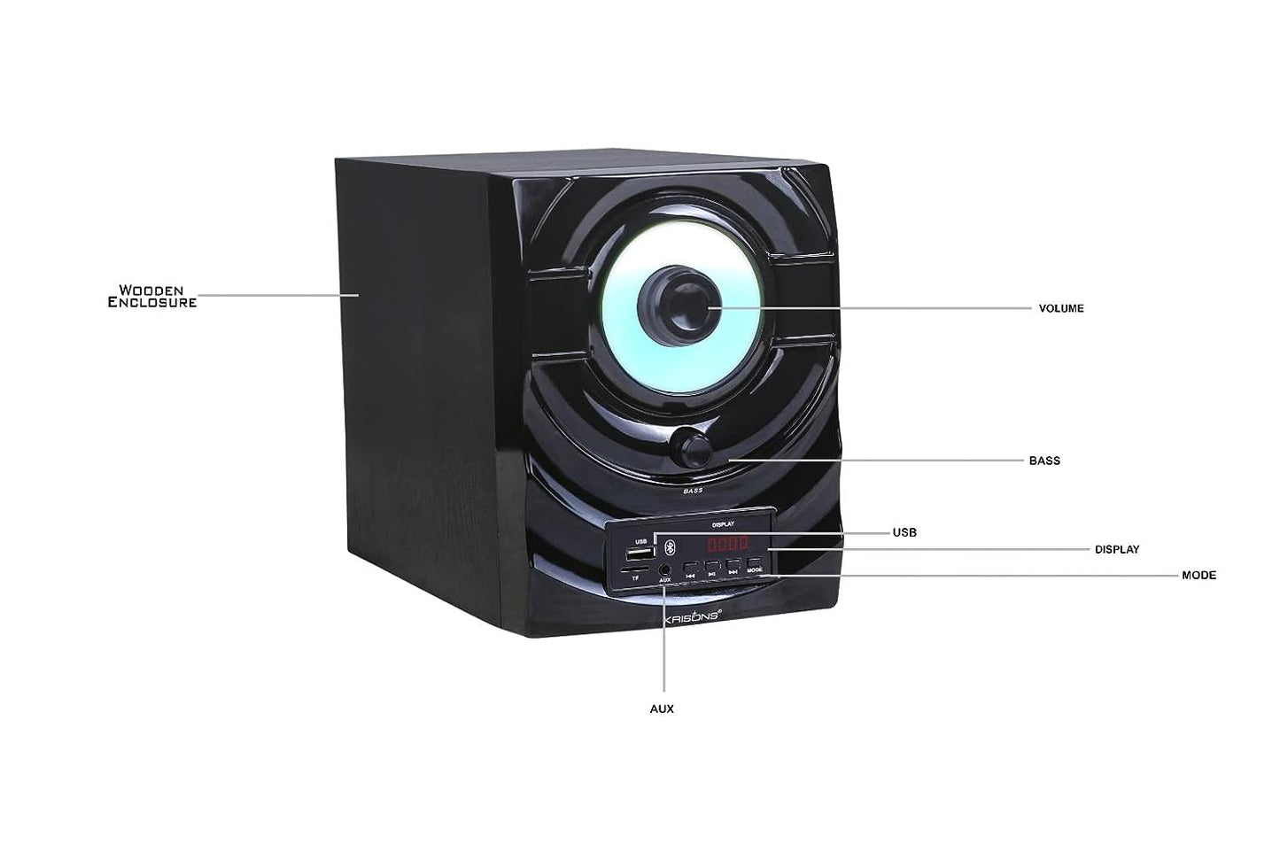 Krisons Boom 7.1 Home Theater | Bluetooth Supporting Home Theatre 7.1 | USB, AUX, LCD Display, Built-in FM, Recording, Remote Control 75 W Home Theatre