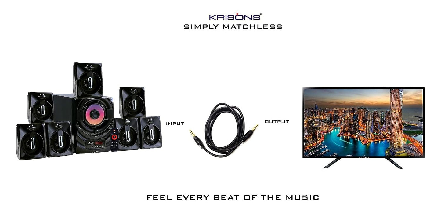Krisons Boom 7.1 Home Theater | Bluetooth Supporting Home Theatre 7.1 | USB, AUX, LCD Display, Built-in FM, Recording, Remote Control 75 W Home Theatre