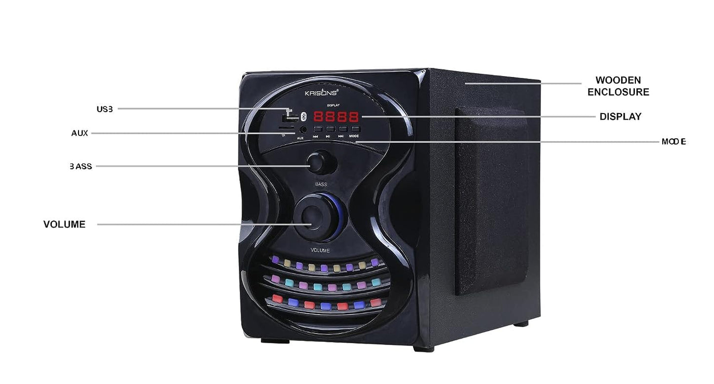 Krisons Rainbow 4.1 Home Theater | Bluetooth Supporting Home Theatre 4.1 | USB, AUX, LCD Display, Built-in FM, Recording, Remote Control 60 W Home Theatre