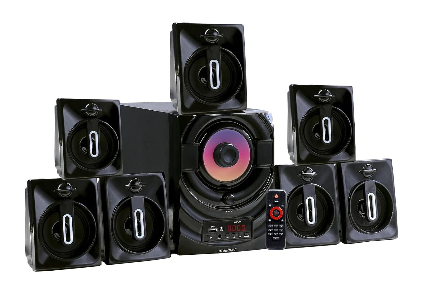 Krisons Boom 7.1 Home Theater | Bluetooth Supporting Home Theatre 7.1 | USB, AUX, LCD Display, Built-in FM, Recording, Remote Control 75 W Home Theatre