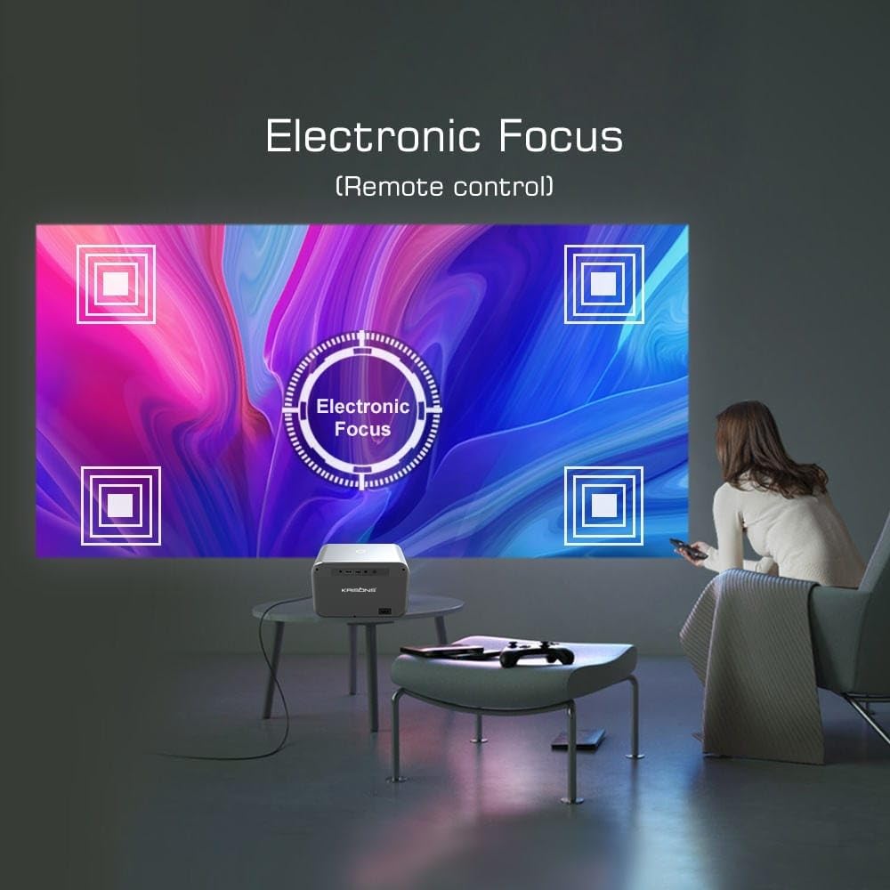 Krisons Razor-002 Smart LED Projector with 1080p HD Resolution,Built-in Streaming Apps(Netflix etc.),8000 Lumens, Screen Mirroring,5 Watts Speaker,2+32GB,Android+BT+WiFi