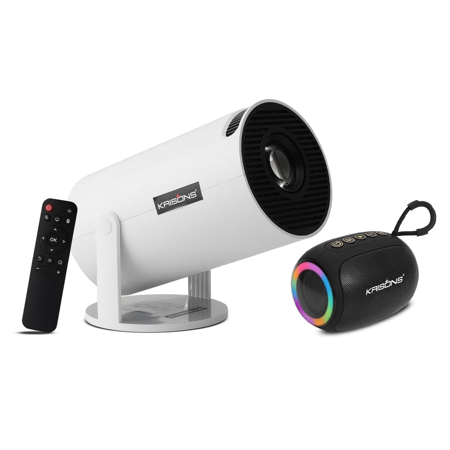 Krisons Razor-003 Smart LED Projector with 720p HD Resolution with Free 10 W Bluetooth Speaker, Built-in Streaming Apps(Netflix etc.), 3500 Lumens, Screen Mirroring,1+16GB,Android+BT+WiFi