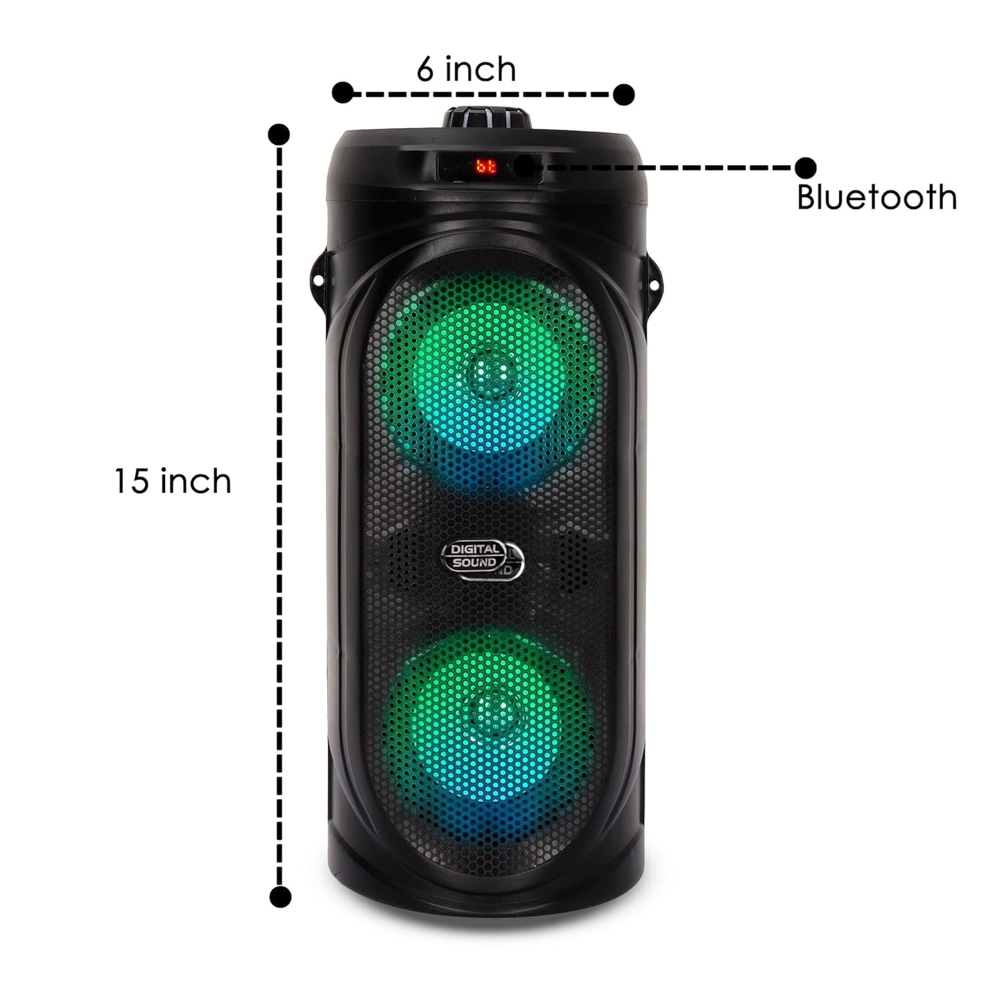 Krisons Comet 40W Bluetooth Party Speaker | Dual 4" Woofers, Mic, RGB Lights, USB/SD/FM