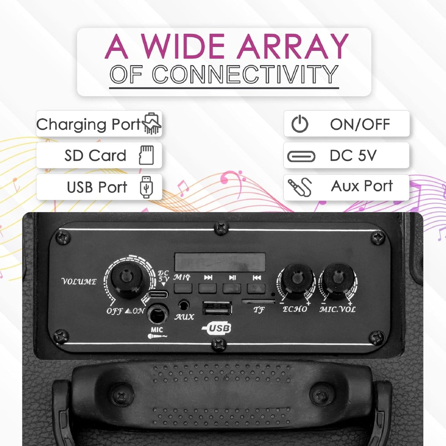 Krisons Qube 80W Bluetooth Party Speaker with Wireless Mic & 6H Battery – Trolley Outdoor Speaker