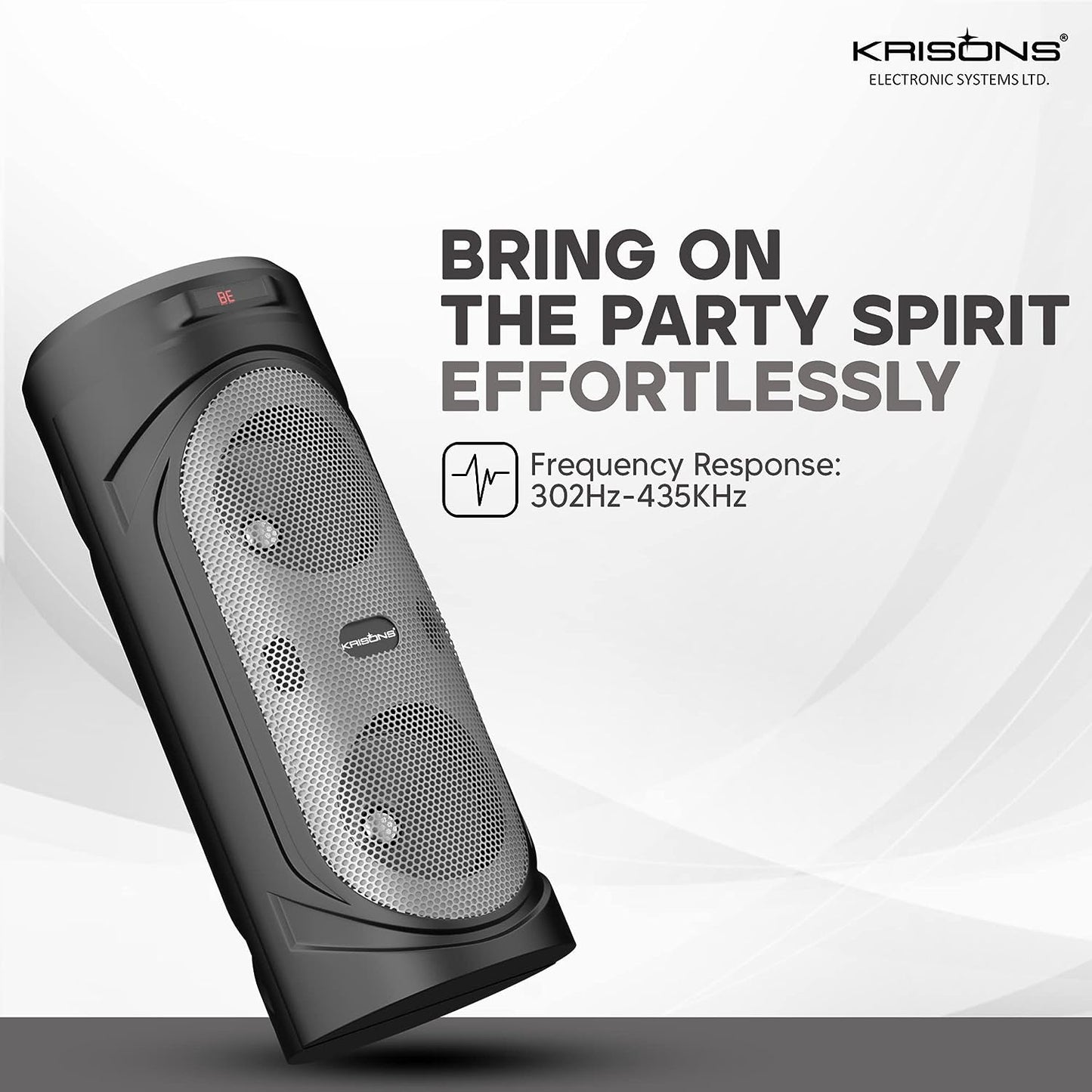 Krisons 4" SilverStar Double Woofer 40W Multi-Media Bluetooth Party Speaker with Wired Mic for Karaoke,Digital Display, RGB Lights, USB, SD Card and FM Radio