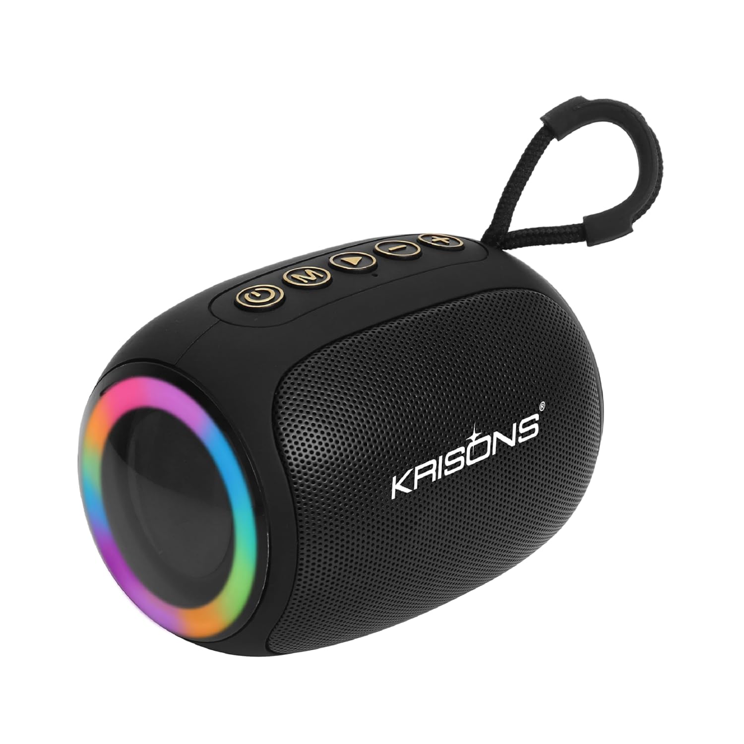 Krisons Spark Glow 10W Portable Bluetooth Speaker with RGB Lights, USB, SD Card Handsfree Calling – Black