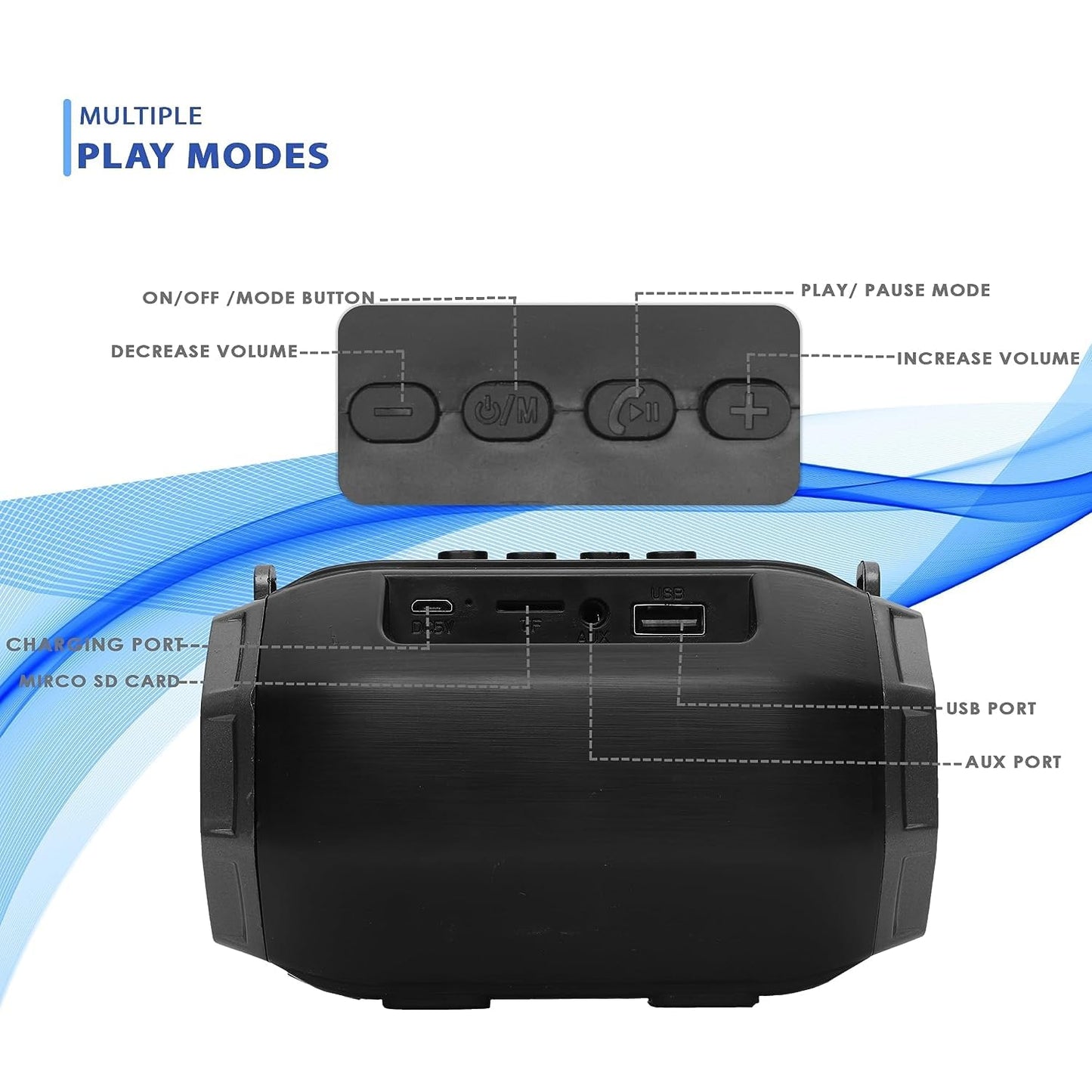 Krisons QUBE Bluetooth Speaker 10W Multi-Media Bluetooth Party Speaker with RGB Lights, USB, SD Card and FM Radio Black