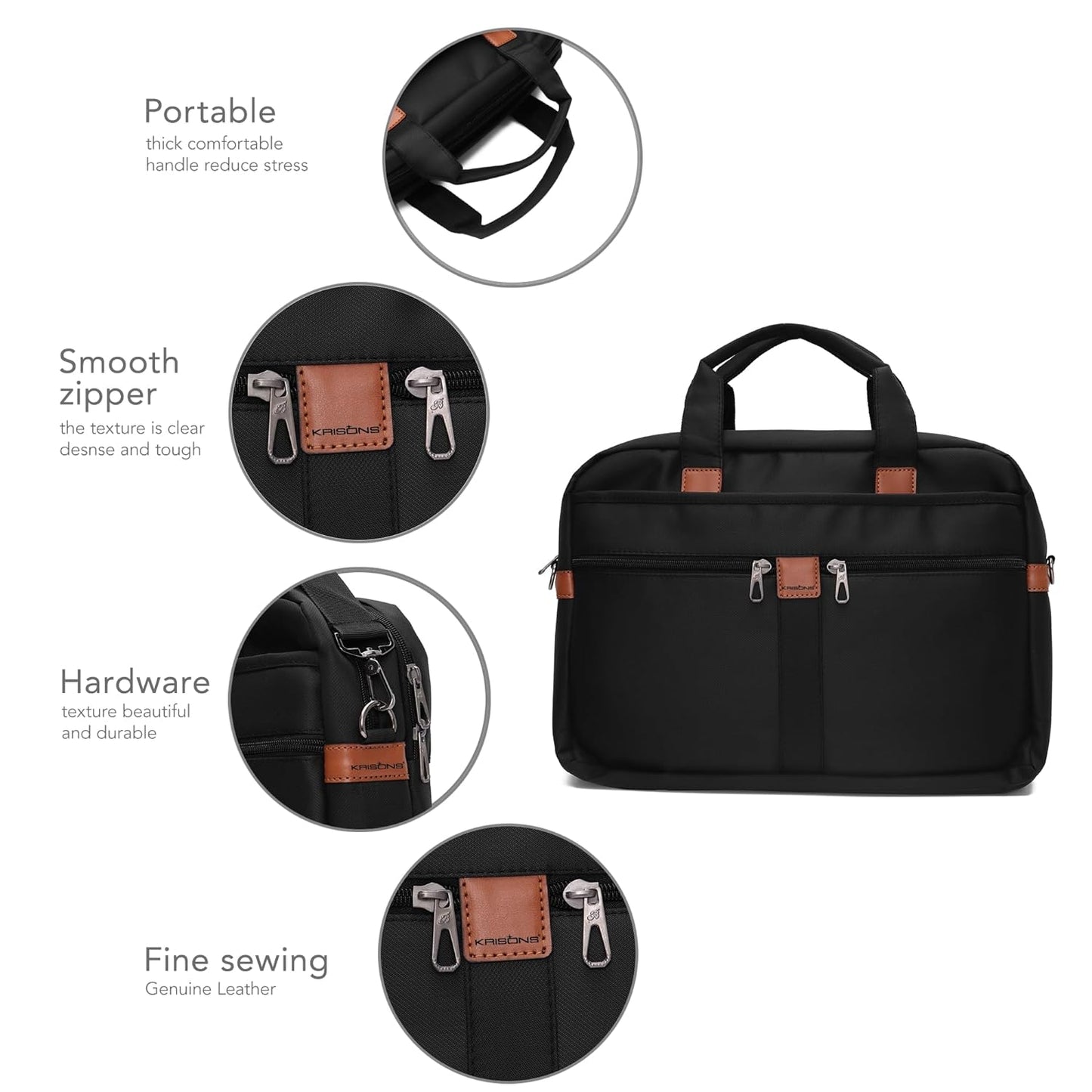 Krisons TravelTechy Laptop Messenger Bag with Adjustable Shoulder Strap, Padded Compartment & Storage Pockets, Water Resistance, Travel-Partner, Perfect For Laptop Upto 16" (Unisex)