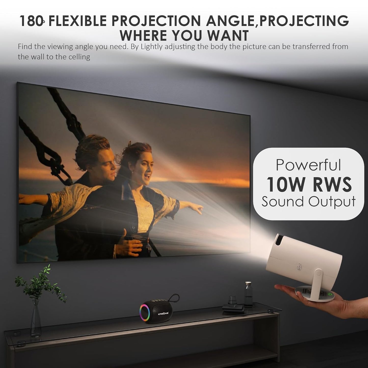 Krisons Razor-003 Smart LED Projector with 720p HD Resolution with Free 10 W Bluetooth Speaker, Built-in Streaming Apps(Netflix etc.), 3500 Lumens, Screen Mirroring,1+16GB,Android+BT+WiFi