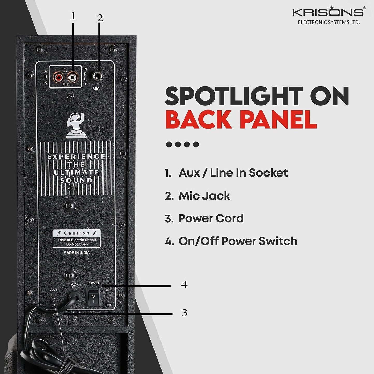 Krisons Swag Tower Home Theater with Wired Mic| Bluetooth,USB, AUX, LCD Display, Built-in FM 90 W Bluetooth Tower Home Theater