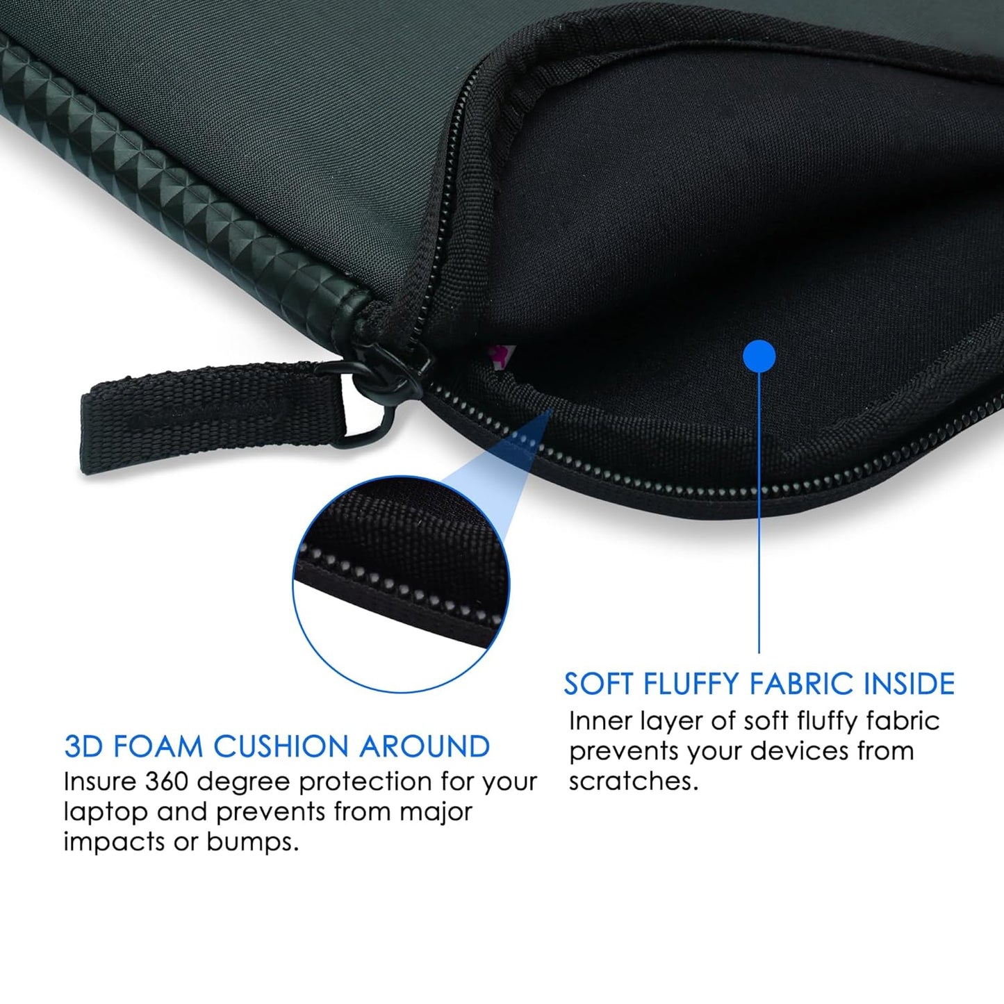 krisons Moonshadow Protective Laptop Sleeve fits Upto 15.6" Laptop/MacBook, Wrinkle Free, Padded, Water Resistant Light Neoprene case Cover Pouch, for Men & Women (Unisex)