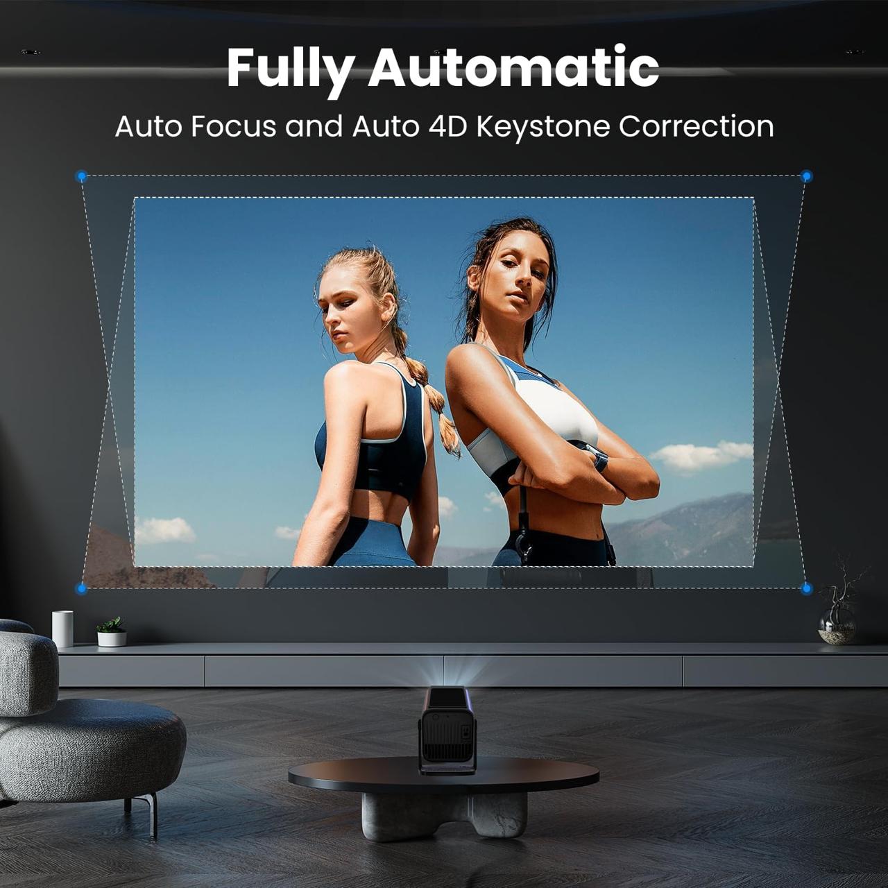 Krisons Razor-004 Smart Projector|1080P Native |4K HD Short Throw|Bluetooth Remote|Upto18000 Lumens|Wi-Fi 6/BT5.4|Android 13| Auto Focus/Keystone |Primevideo,Hotstar,NetfliX|HDMI, USB,Screen Mirroring