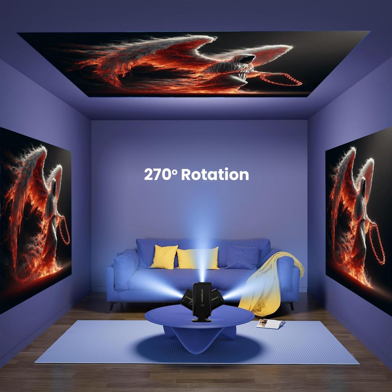 Krisons-Zytel 002 Smart Projector|1080P Native |4K HD |Bluetooth Remote|Upto18000 Lumens|Wi-Fi 6/BT5.4|Android 13| Auto Focus/Keystone |Primevideo USB,Screen Mirroring,With Free 20W Sound bar