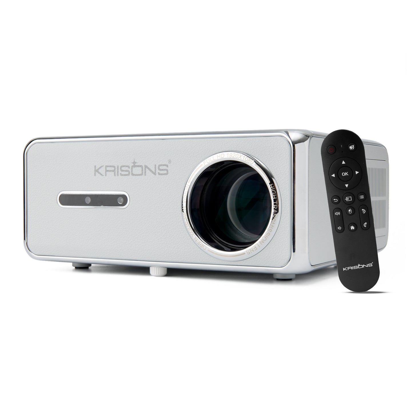 KRISONS-RAZOR 001 Android 12(2GB+16GB),4K HDR10,Semi Closed Engine, 4K Projector,100 ANSI, Full Automatic (OA+AF+TILT), HDMI ARC, BT 5.2, Dual WiFi 6, 3D With free Fire Stick,20 Watts Sound Bar