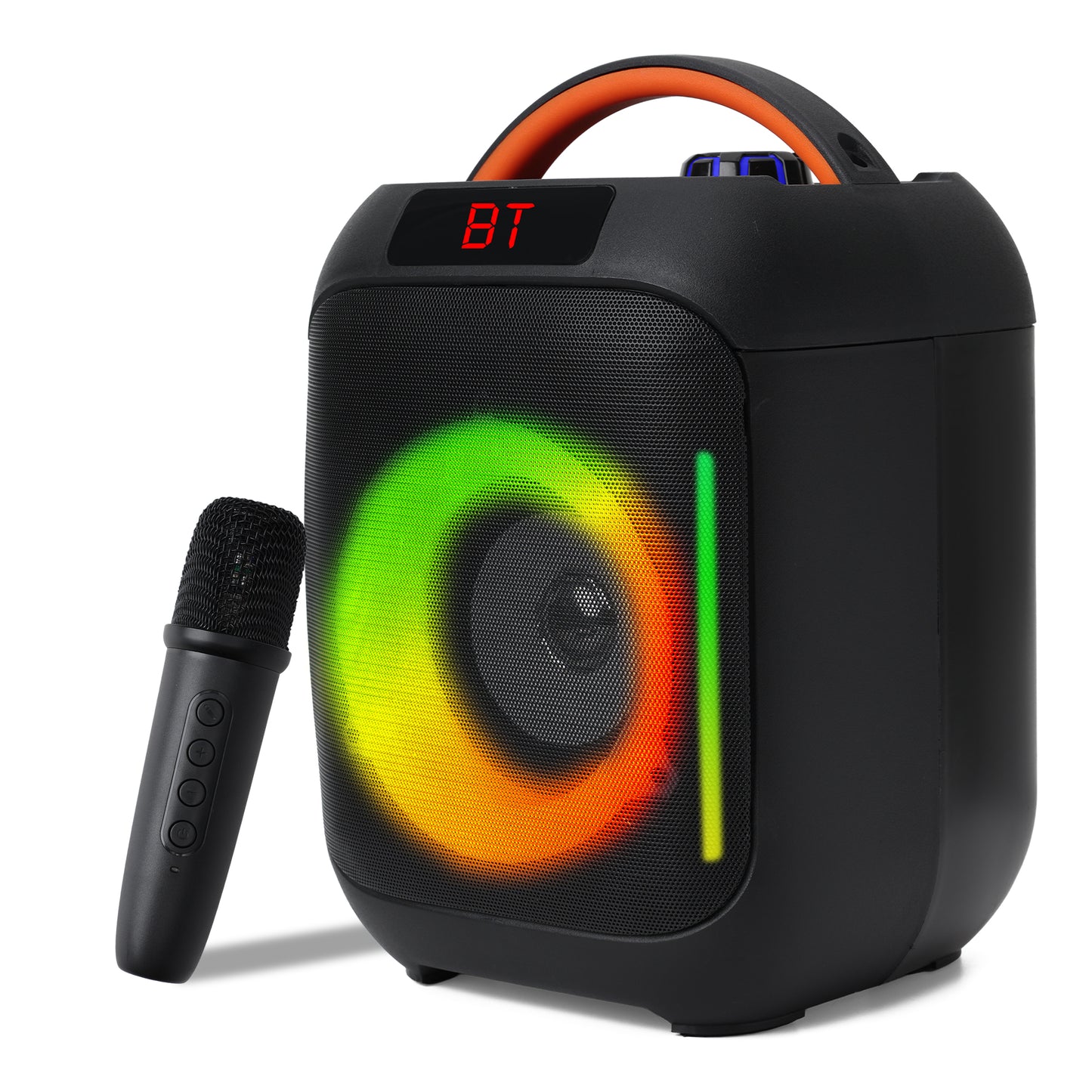 Krisons Krx-Boom Double Woofer 35W Multi-Media Bluetooth Party Speaker with Wireless Mic for Karaoke,2400 MAH Battery, Digital Display,RGB Lights, USB, SD Card, FM Radio,Auto TWS Function & Remote