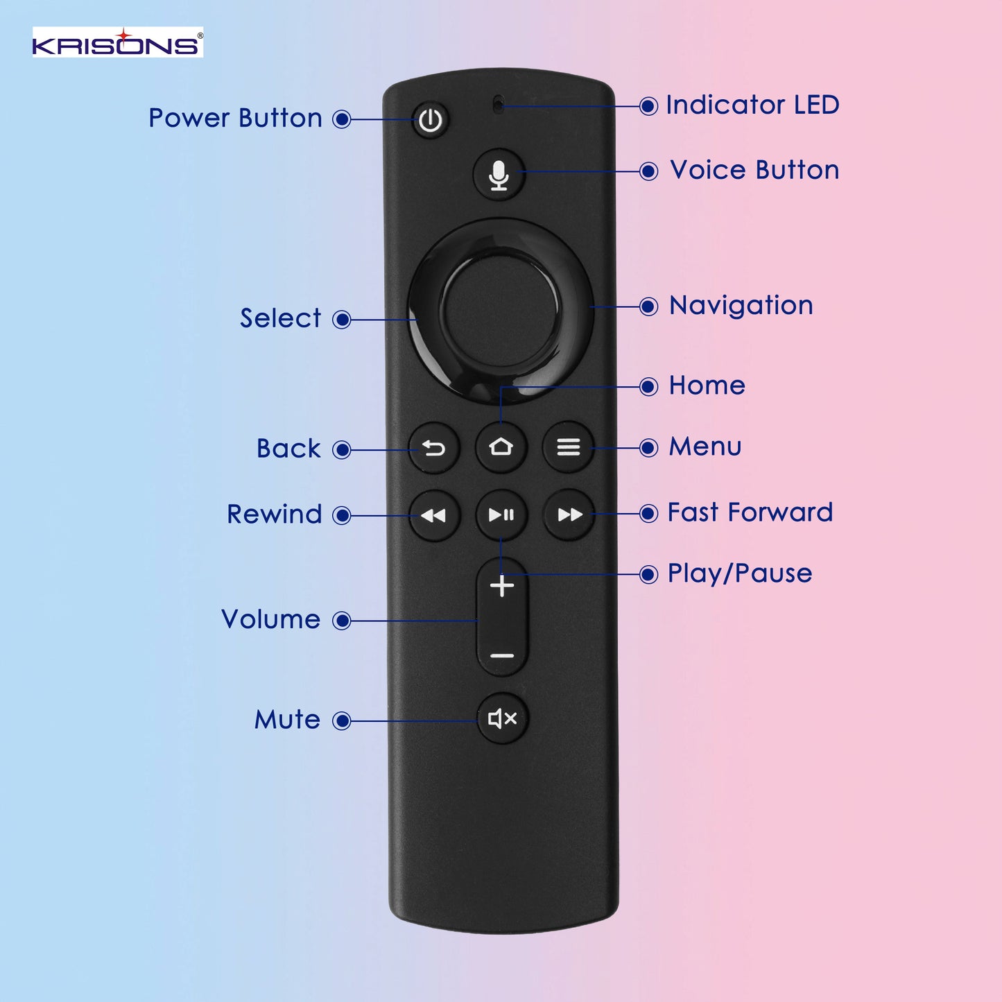 Krisons Original Replacement Voice Remote Control Compatible for FlRE TV Stick and for AMZ FlRE TV Stick (2nd Gen)
