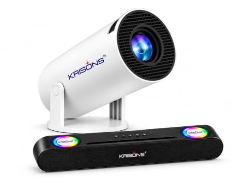 Krisons Zytel-003 Smart LED Projector with 1080p HD Resolution, Rotatable Design, Built-in Streaming Apps(Netflix etc.), 3500 Lumens, Screen Mirroring,1+16GB,Android+BT+WiFi ,with Free 20W Sound Bar