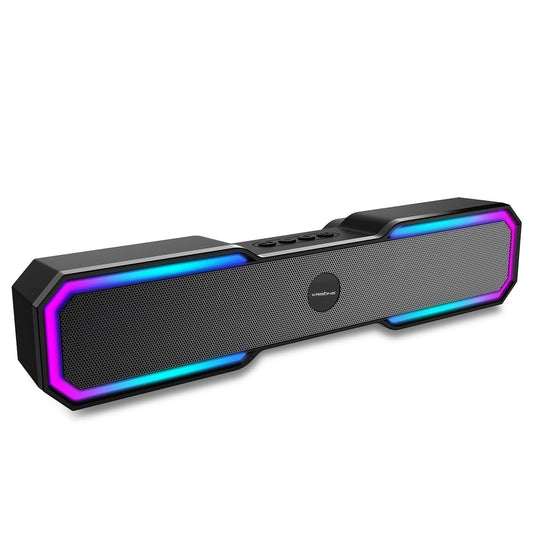 Krisons Soundbar with RGB LED Lighting, Black, 38x7.9x5.59 cm, Computer Speaker for Desktop