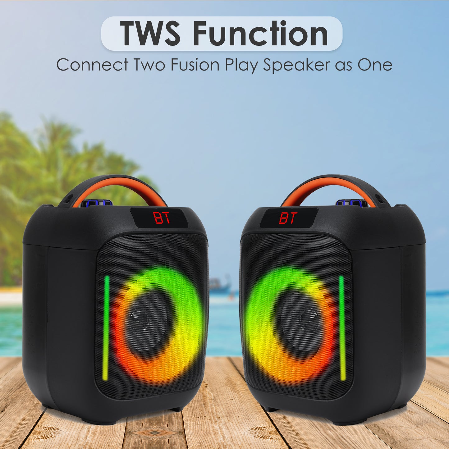 Krisons Krx-Boom Double Woofer 35W Multi-Media Bluetooth Party Speaker with Wireless Mic for Karaoke,2400 MAH Battery, Digital Display,RGB Lights, USB, SD Card, FM Radio,Auto TWS Function & Remote