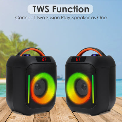 Krisons Krx-Boom Double Woofer 35W Multi-Media Bluetooth Party Speaker with Wireless Mic for Karaoke,2400 MAH Battery, Digital Display,RGB Lights, USB, SD Card, FM Radio,Auto TWS Function & Remote