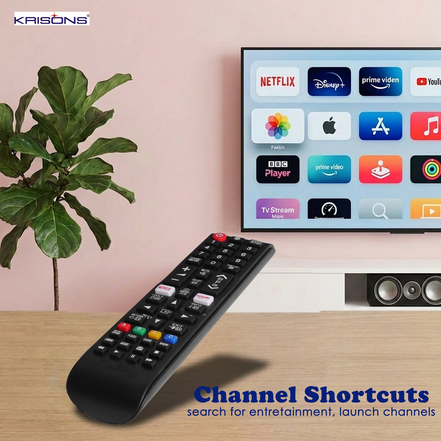 Krisons Original Universal Remote Control Compatible for All Samsung TV Compatible All Samsung LCD LED HDTV 3D Smart TVs Models