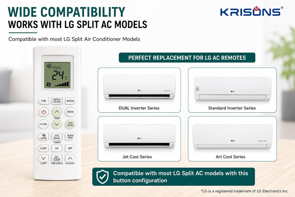 Krisons Original Universal Air Conditioner Remote Compatible for LG AC Remote Control for Window with1 1.5 2 Ton Remote Control
