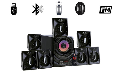 Krisons Boom 7.1 Home Theater | Bluetooth Supporting Home Theatre 7.1 | USB, AUX, LCD Display, Built-in FM, Recording, Remote Control 75 W Home Theatre