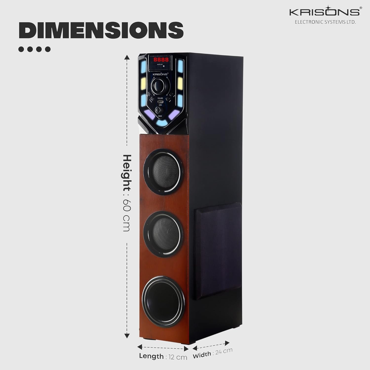 Krisons Swag Tower Home Theater with Wired Mic| Bluetooth,USB, AUX, LCD Display, Built-in FM 90 W Bluetooth Tower Home Theater