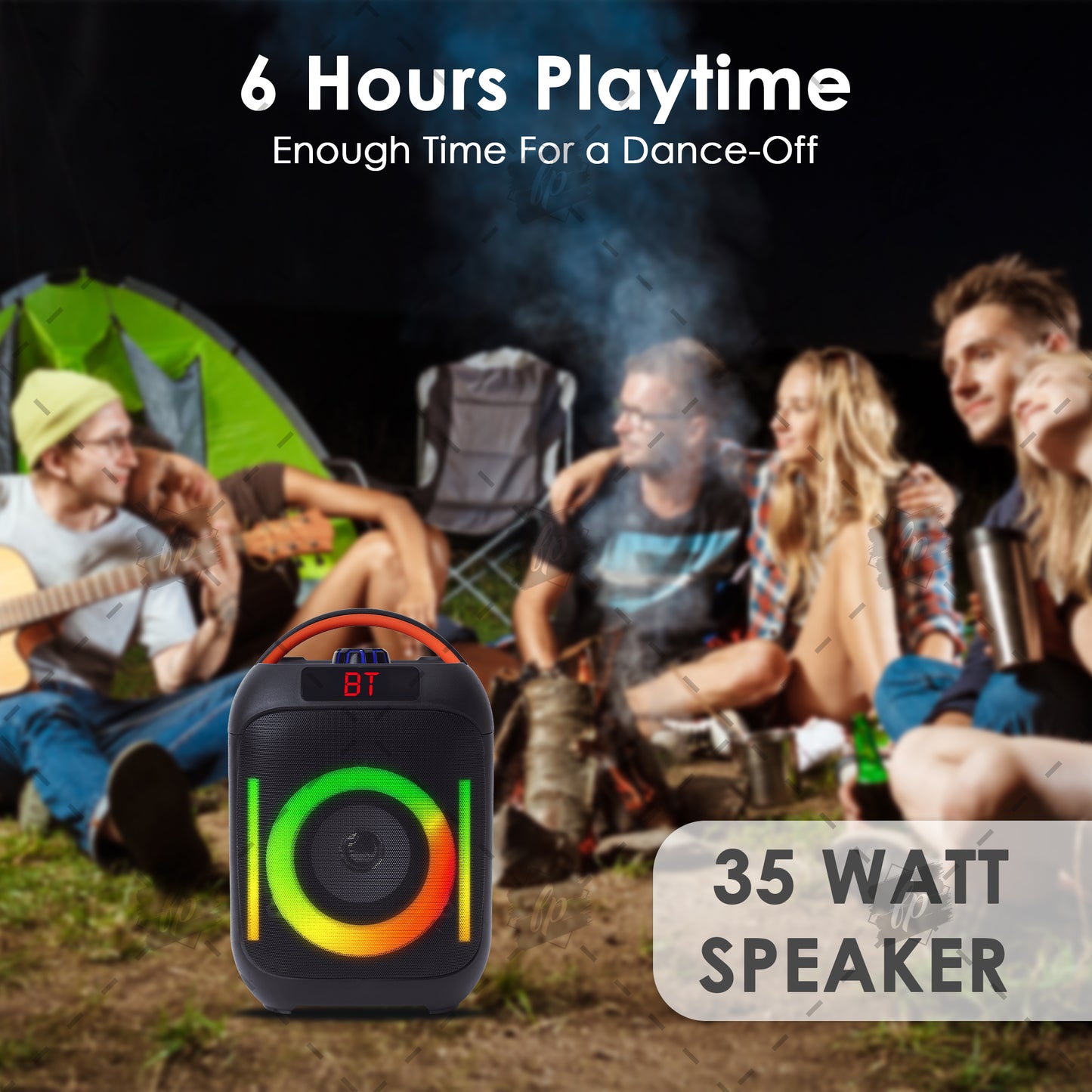 Krisons Krx-Boom Double Woofer 35W Multi-Media Bluetooth Party Speaker with Wireless Mic for Karaoke,2400 MAH Battery, Digital Display,RGB Lights, USB, SD Card, FM Radio,Auto TWS Function & Remote