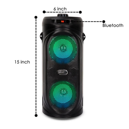 Krisons Comet 4" Double Woofer 40W Multi-Media Bluetooth Party Speaker with Wired Mic for Karaoke,Digital Display, RGB Lights, USB, SD Card and FM Radio