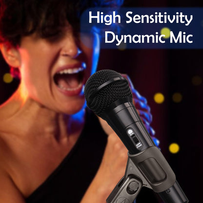 Krisons Wired Microphone, 6.3mm, High Sensitivity Dynamic Mic, Cardioid Polar Pattern, for Karaoke | Speech | Stage | Wedding, 3 Meter Cable Length