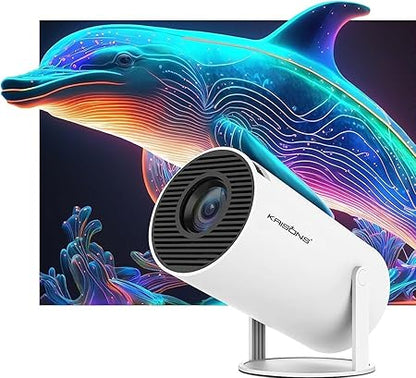 Krisons Razor-009 Smart LED Projector with 1080p HD Resolution, Rotatable Design, Built-in Streaming Apps(Netflix etc.), 3500 Lumens, Screen Mirroring, 3 Watts Speaker,1+16GB,Android+BT+WiFi (White)