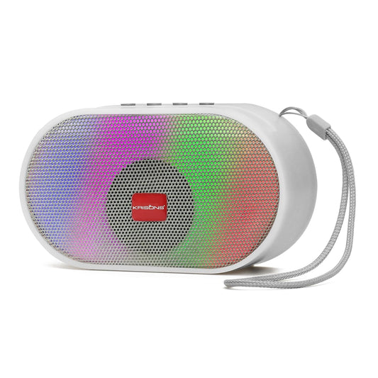 Krisons Spark Bluetooth Speaker 5W Multi-Media Bluetooth Party Speaker with RGB Lights, USB, SD Card and FM Radio White