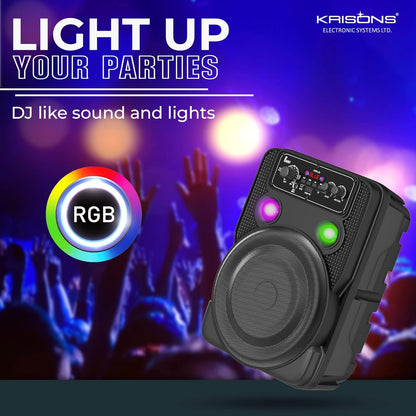 Krisons Ultima 30W (8" Woofer) Portable Multimedia Bluetooth Speaker with Wireless Mic for Karaoke, LED Display with Bluetooth, FM, USB, Micro SD Card, AUX Connectivity