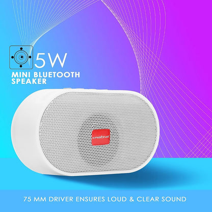 Krisons Spark Bluetooth Speaker 5W Multi-Media Bluetooth Party Speaker with RGB Lights, USB, SD Card and FM Radio White