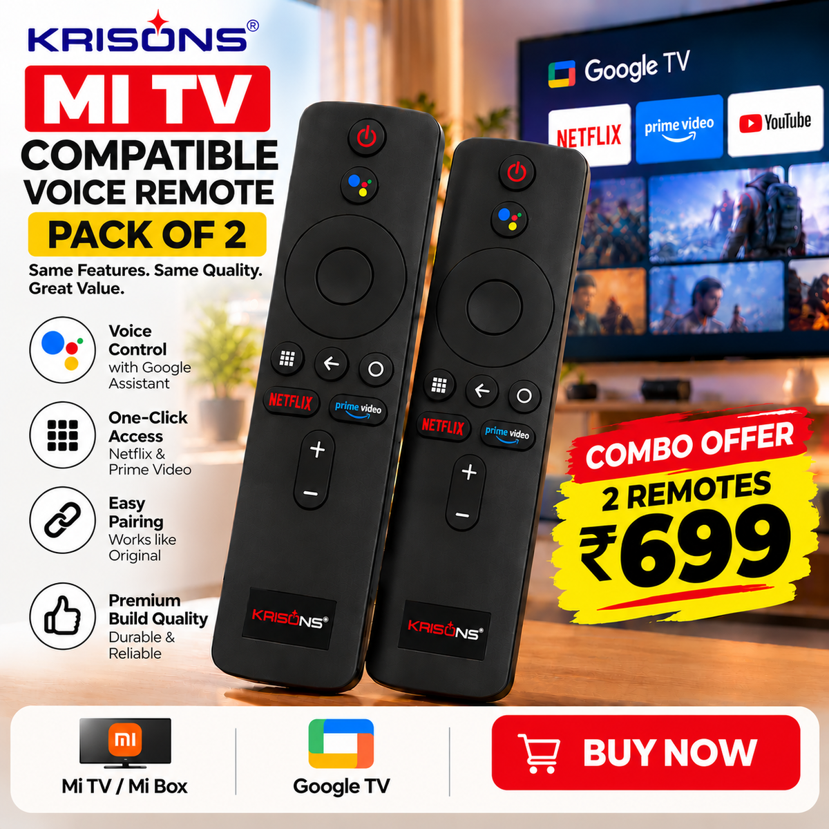 Krisons Mi TV Voice Remote Combo Offer
