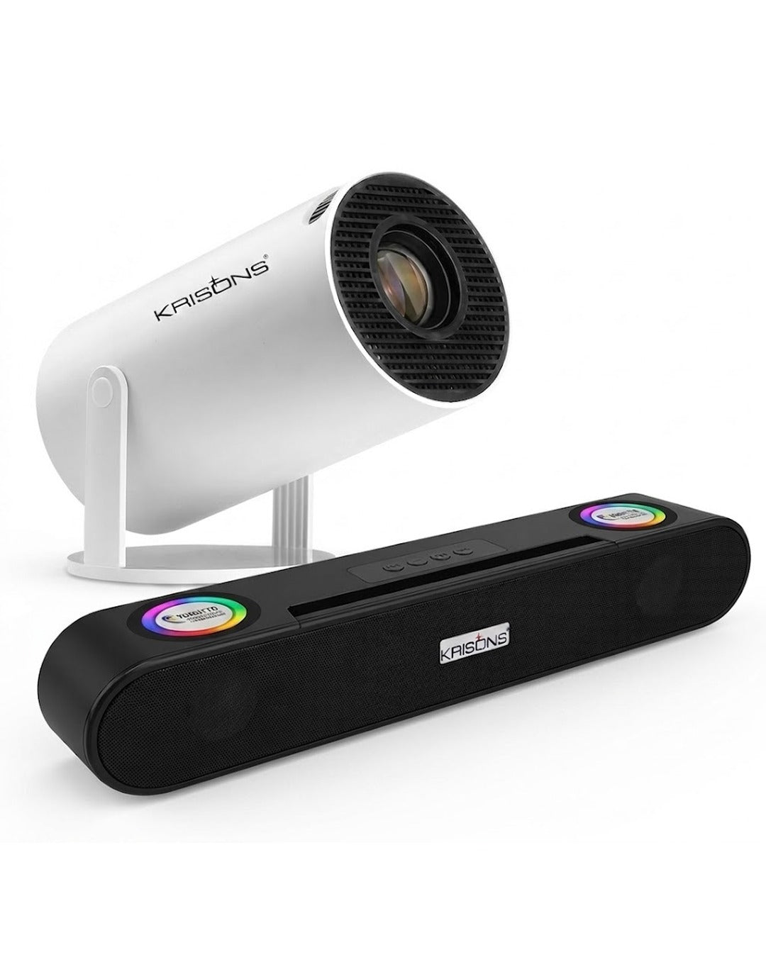 Krisons Zytel-003 Smart LED Projector with 1080p HD Resolution, Rotatable Design, Built-in Streaming Apps(Netflix etc.), 3500 Lumens, Screen Mirroring,1+16GB,Android+BT+WiFi ,with Free 20W Sound Bar