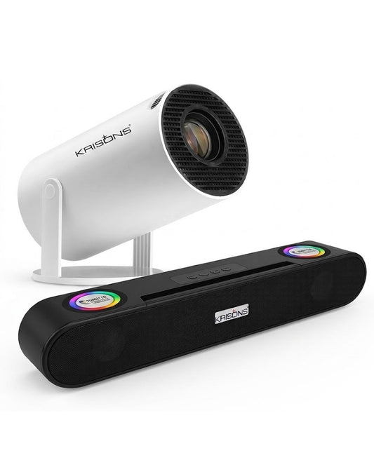 Krisons Zytel-003 Smart LED Projector with 1080p HD Resolution, Rotatable Design, Built-in Streaming Apps(Netflix etc.), 3500 Lumens, Screen Mirroring,1+16GB,Android+BT+WiFi ,with Free 20W Sound Bar