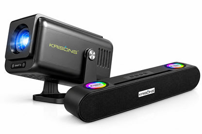 Krisons-Zytel 002 Smart Projector|1080P Native |4K HD  |Bluetooth Remote|Upto18000 Lumens|Wi-Fi 6/BT5.4|Android 13| Auto Focus/Keystone |Primevideo USB,Screen Mirroring,With Free 20W Sound bar