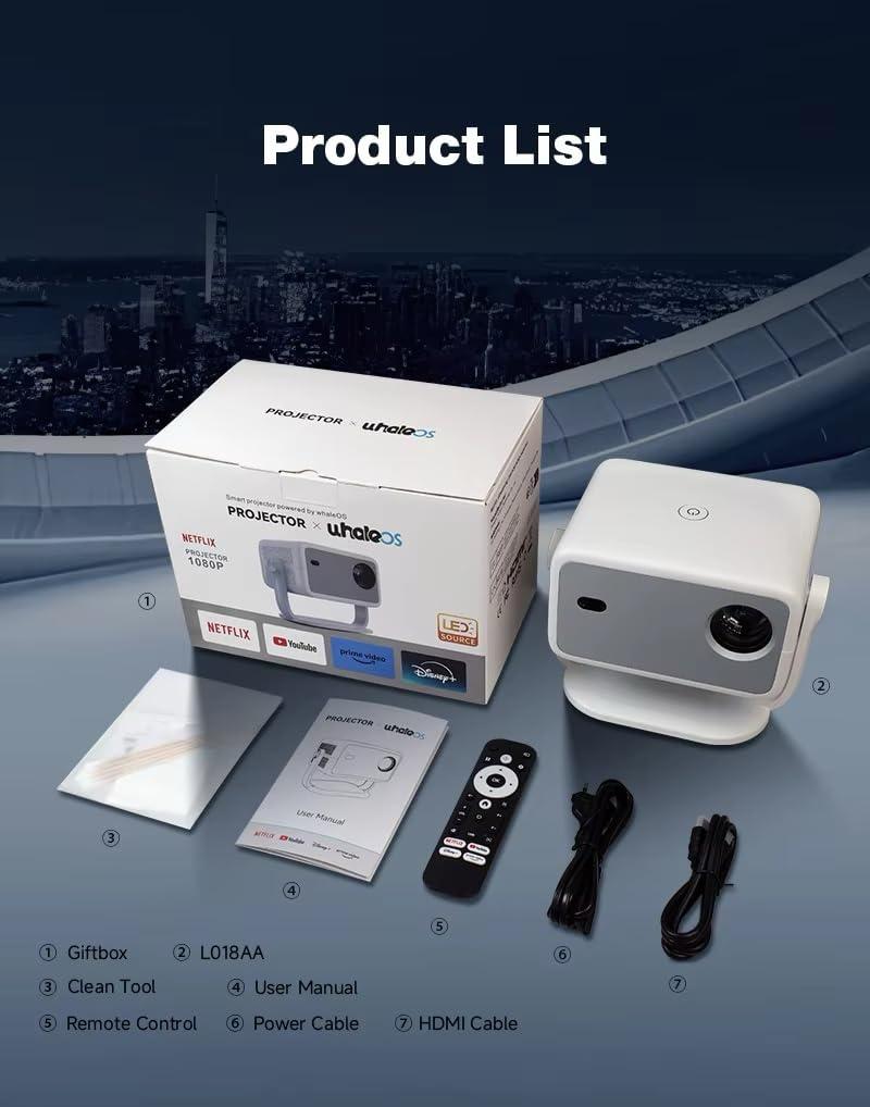 KRISONS-ZYTEL 001 Smart Projector|1080P Native |4K HD Licensed Netflix/Google|Bluetooth Voice Remote|Upto14000 Lumens|Wi-Fi 6/BT5.4|Android|Auto Focus/Keystone with Free 20W Sound Bar