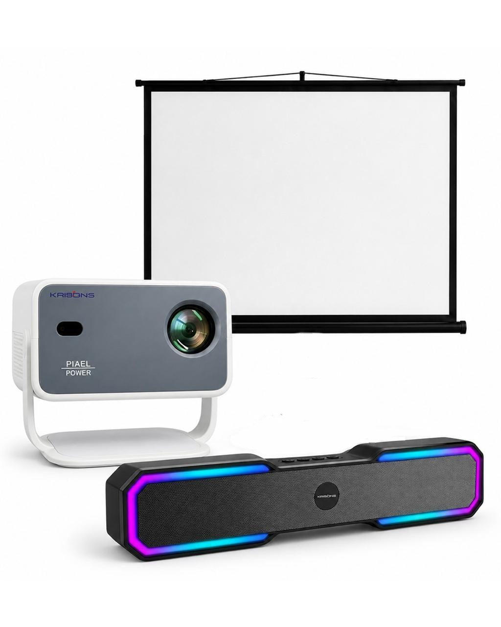 Combo - 7 - RAZOR 006 PROJECTOR + MANUAL AUTO LOCK SCREEN + SBOO5 SOUNDBAR