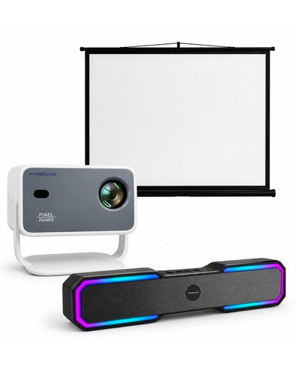 Combo - 7 - RAZOR 006 PROJECTOR + MANUAL AUTO LOCK SCREEN + SBOO5 SOUNDBAR