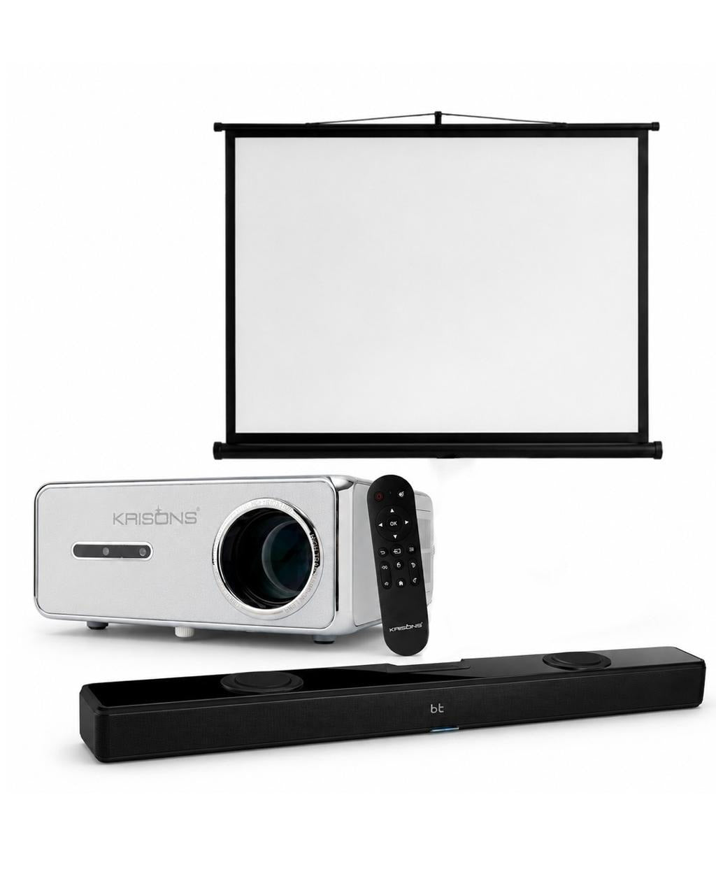 Combo - 6 - RAZOR 001  PROJECTOR + MANUAL AUTO LOCK SCREEN + 80 WATT SOUNDBAR