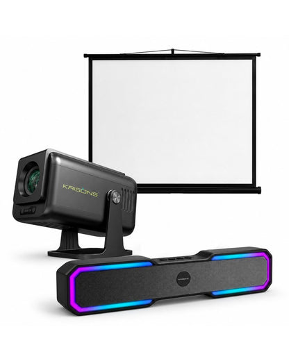 Combo - 8 - RAZOR 004 PROJECTOR + MANUAL AUTO LOCK SCREEN + SBOO5 SOUNDBAR