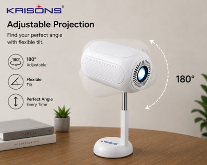 Krisons Razor 004 Smart Projector|1080P Native |4K HD Support|Upto14000 Lumens|Wi-Fi 6/BT5.4|Android 13|Auto 4D Focus/Keystone |Primevideo,Hotstar,Netflix (White)